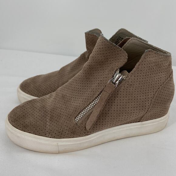 Steve Madden Ankle Boot Size 6 Taupe Suede Perforated Leather Caliber Bootie - Picture 5 of 8